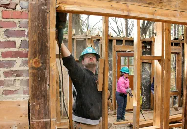 Contractor remodeling house